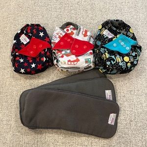 3 ecoAble cloth diapers with inserts